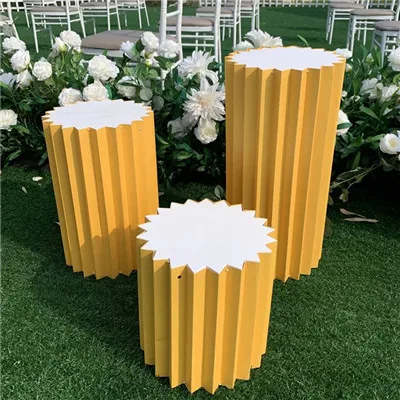 yellow 3 шт./лот, свадебные реквизиты, свадьба, сцена, оригами, цилиндр, торговый центр, окно, дорога, свинец, украшение, стойка для конфет, пенная бумага - Цвет: yellow