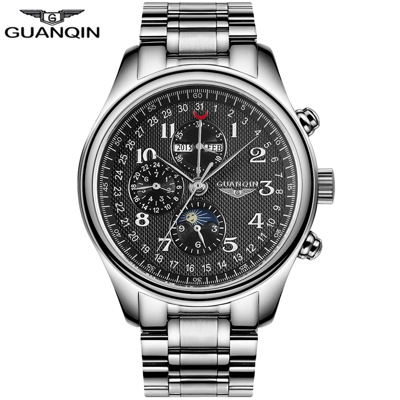 Relogio Masculino GUANQIN новые автоматические водонепроницаемые спортивные многофункциональные механические мужские часы из нержавеющей стали топ брендовые роскошные часы A