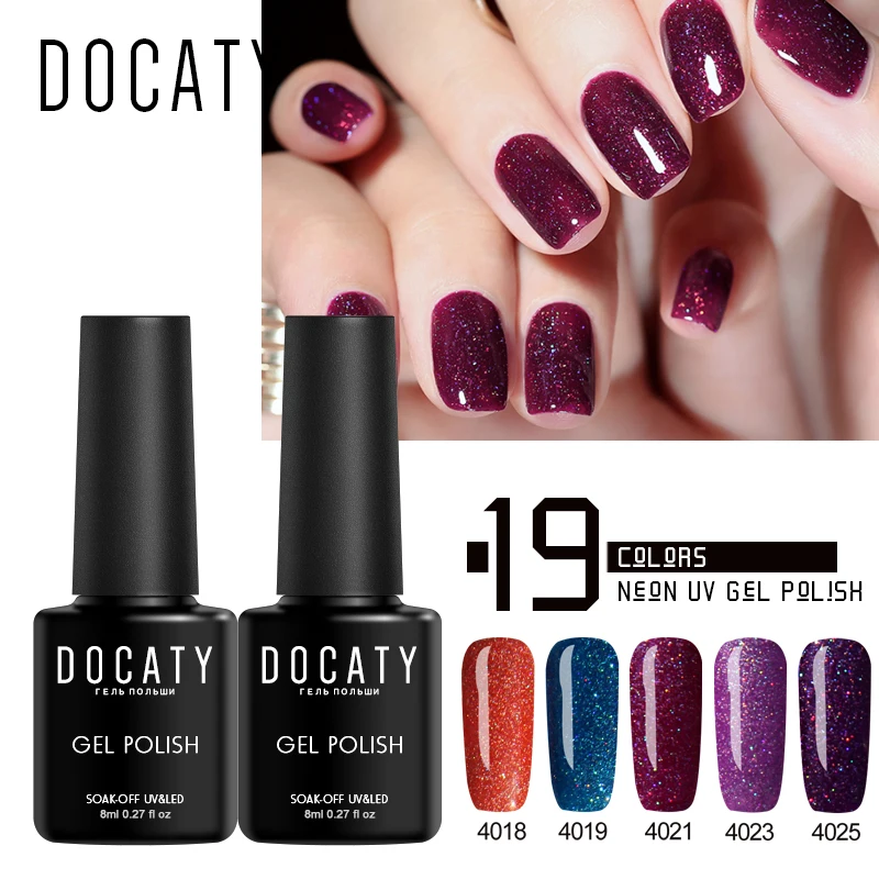 Docaty УФ Гель лак Неон Полупостоянный для ногтей новейший гель 19 цветов изумрудно