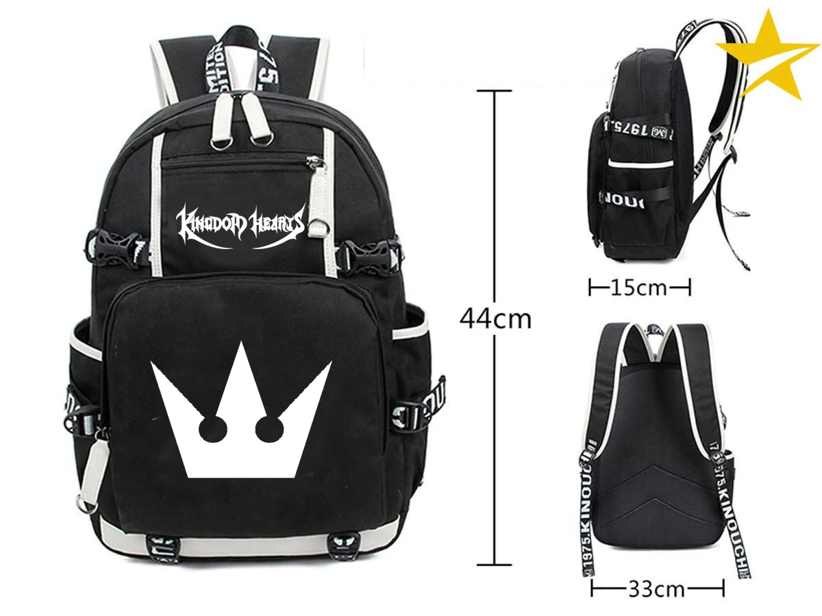 Giancomics Kingdom Hearts черный брезентовый ранец с usb портом для зарядки и наушников модный кожаный рюкзак Otaku