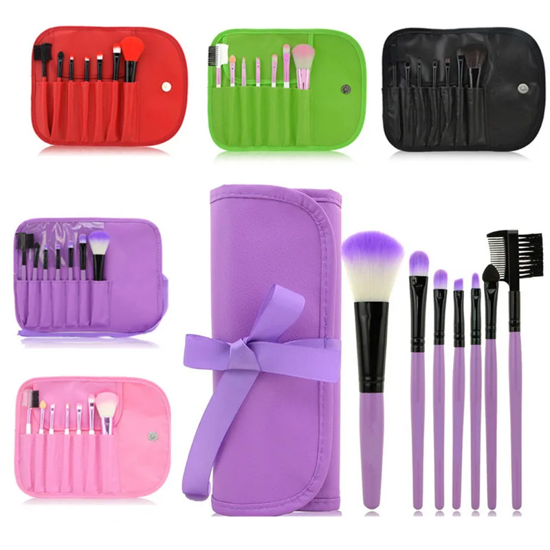 Dropshipping 7 Pcs Professional Makeup Brushes Set Toiletry Kit Cosmetic Foundation Make Up Tools with Case SMJ | Красота и здоровье
