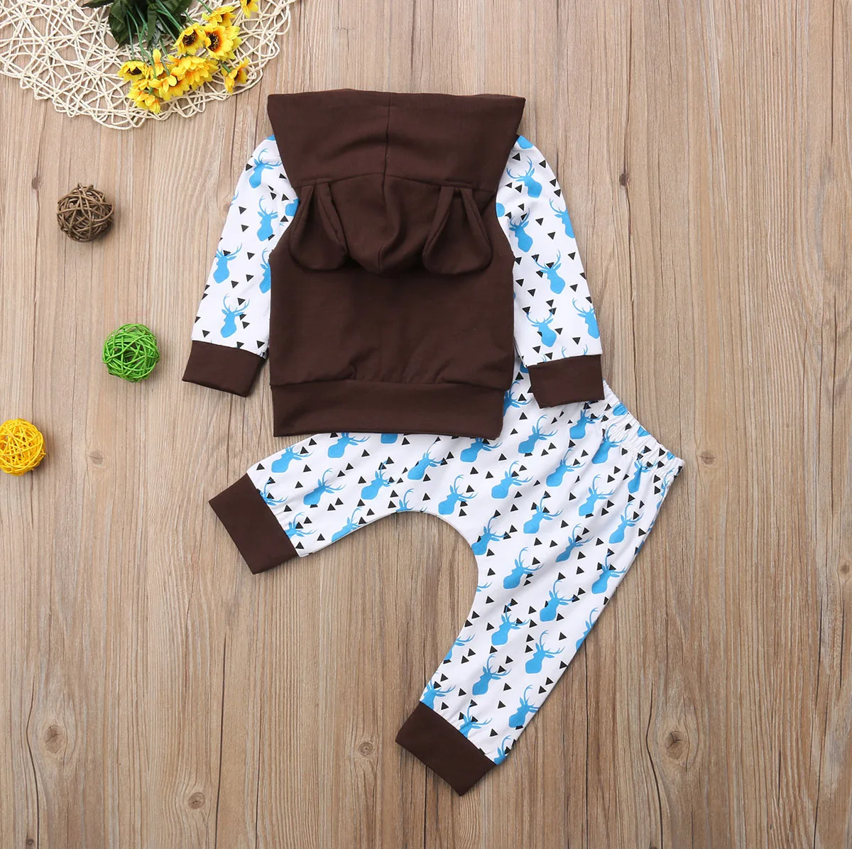 

3D Ear Newborn Baby Boy Girls Clothes Set Cartoon Hooded Tops Sweatshirt +Pants 2Pcs Outfit Autumn Baby Boy Clothes DNOV