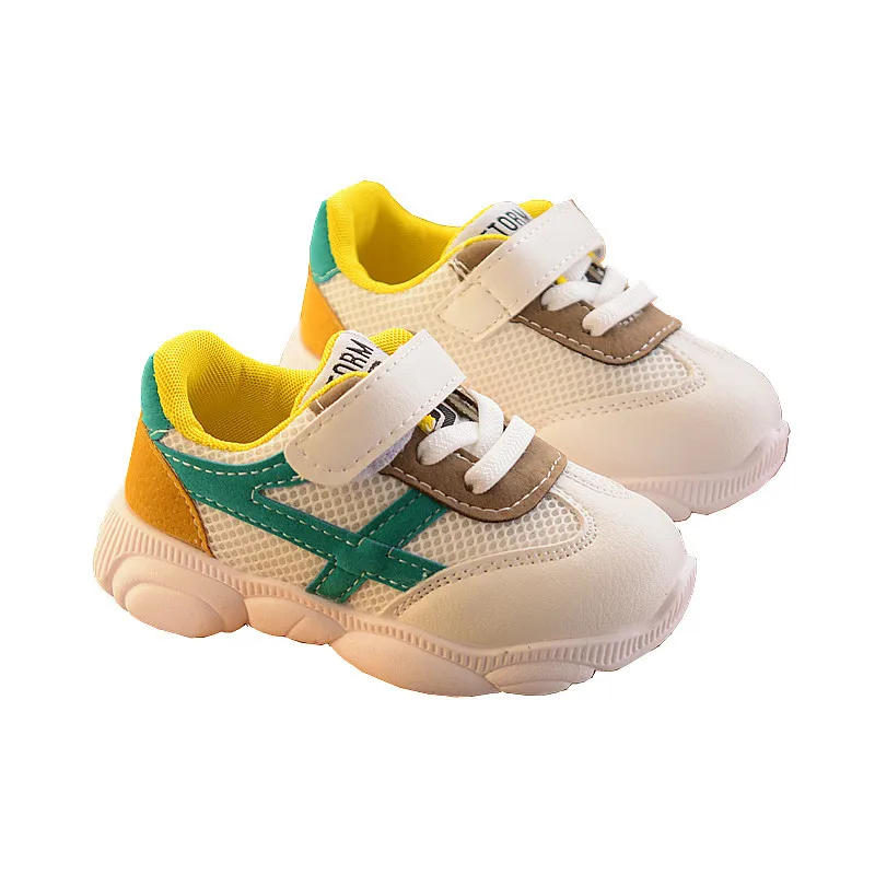 Детские кроссовки с сеткой Повседневная обувь желтого цвета для мальчиков