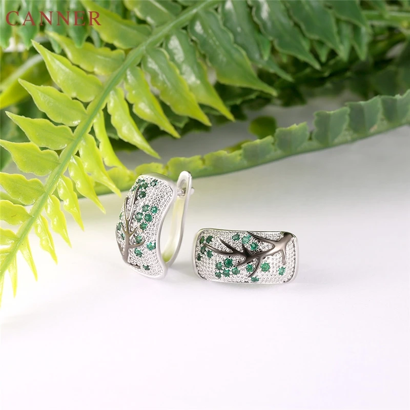 Exquisite Tree Branch Flower Earrings for Women Silver Color Micro Zircon Clip On 2019 Female Jewelry Party Earings C30 | Украшения и