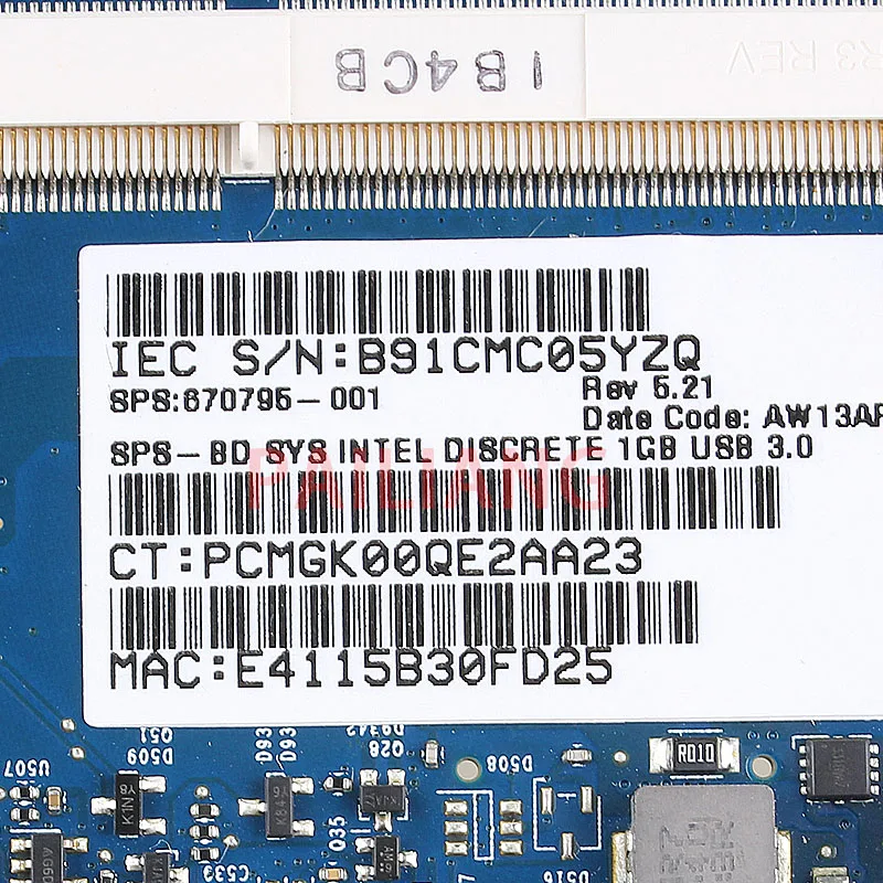 Материнская плата PAILIANG для ноутбука HP Probook 4730S 4530S материнская ПК 670795-001 tesed DDR3 |