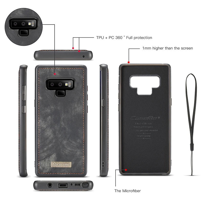 Чехол Кошелек CaseMe для iPhone 12 11 Pro MAX Магнитный съемный чехол из натуральной кожи в