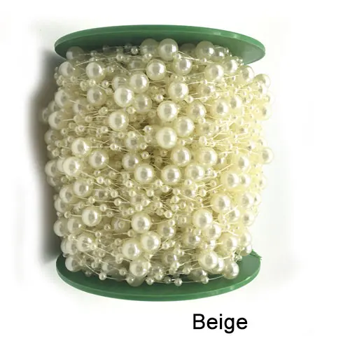 Beige Colorfrul, 3 полоски, леска, искусственный жемчуг, бусины, чашка, цепь, гирлянда, цветы, Свадебная вечеринка, украшение, товары, поставка B2961 - Цвет: Beige