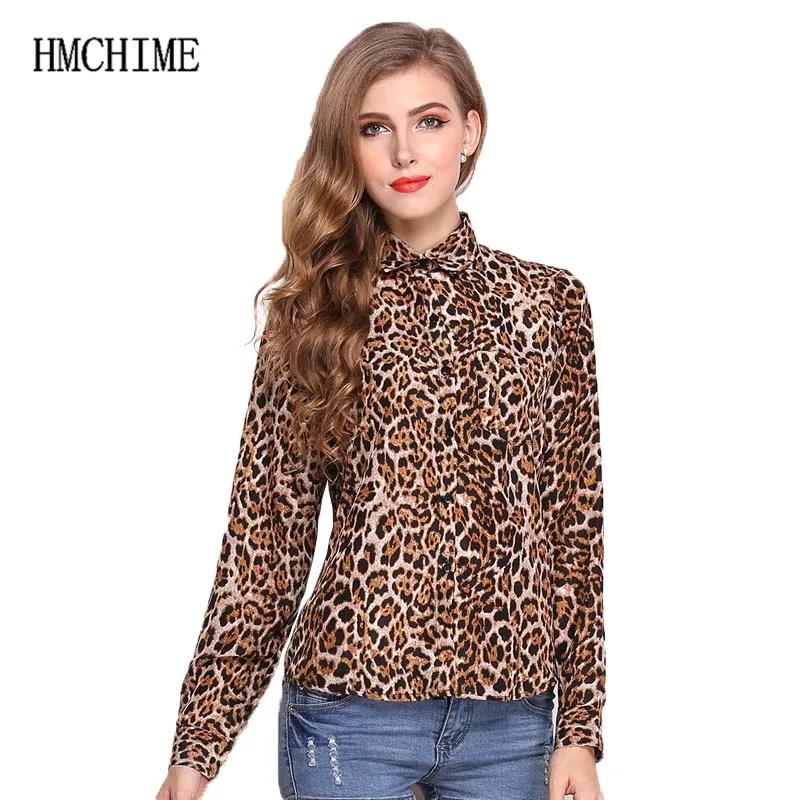 Модные пикантные Универсальные женские шифон Blusa леопардовым принтом Топы