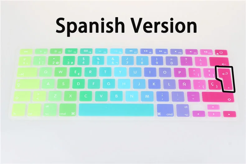 Силиконовая накладка для клавиатуры US EU UK rainbow для Apple macbook air 13 pro 15 retina 17 дюймов протектор для imac 21,5 беспроводная клавиатура - Цвет: EU Spanish version