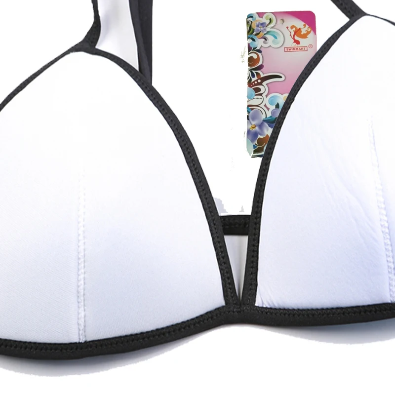 Купальник с высокой талией летний сексуальный лоскутный бикини черный край