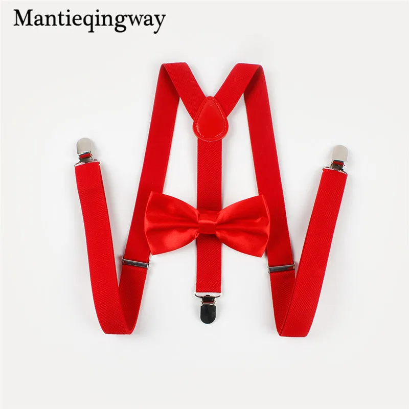 Женские и мужские Эластичные подтяжки Mantieqingway сплошной цвет набор бантов для