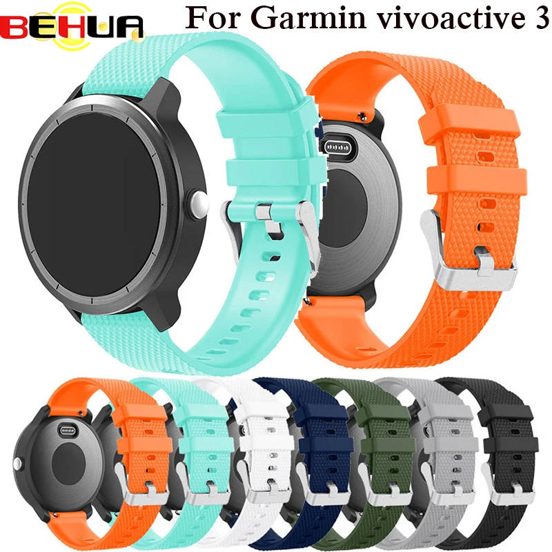 Силиконовый резиновый ремешок для наручных часов Garmin vivoactive 3 HR сменный vivoactive3