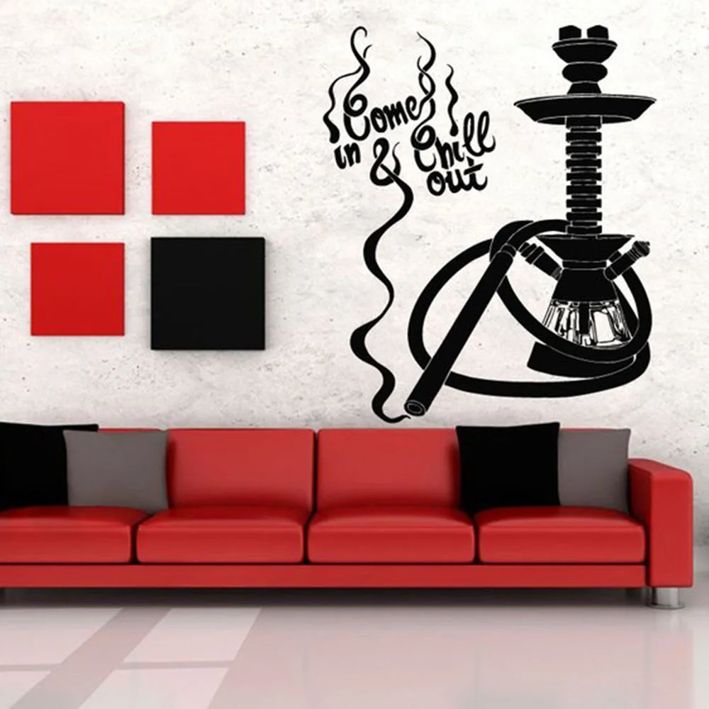 

Hookah Bar Wall Stickers Home Decor Bedroom Shisha Quote Art Wall Decals Wall Vinyl Decors Pattern Pure Color Removable B299