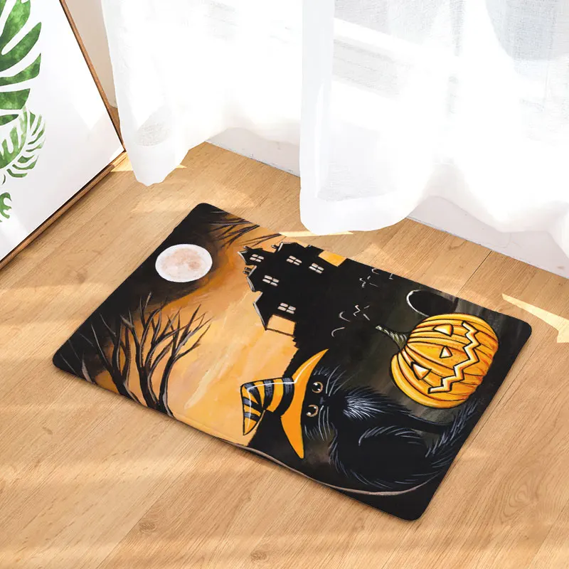 Monily Противоскользящий водонепроницаемый коврик Хэллоуин мультфильм милый Кот