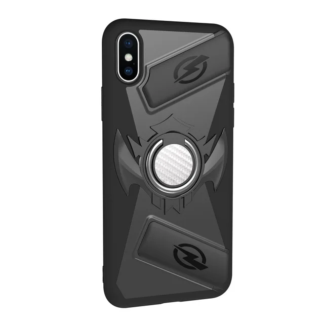 Черный Геймпад триггер чехол для iPhone X XS 7 8 подставка Магнитная автомобиля кольцо держатель Pubg игровой чехол для I Phone 6 6S Plus Броня обложка - Цвет: Черный