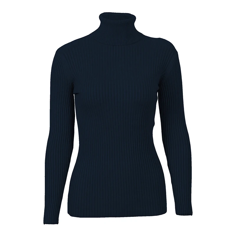 dark blue FATIKA, Мода, Женская водолазка с длинным рукавом, короткие тонкие пуловеры, одноцветные, элегантные, вязанные, обтягивающие свитера, джемперы для женщин - Цвет: dark blue