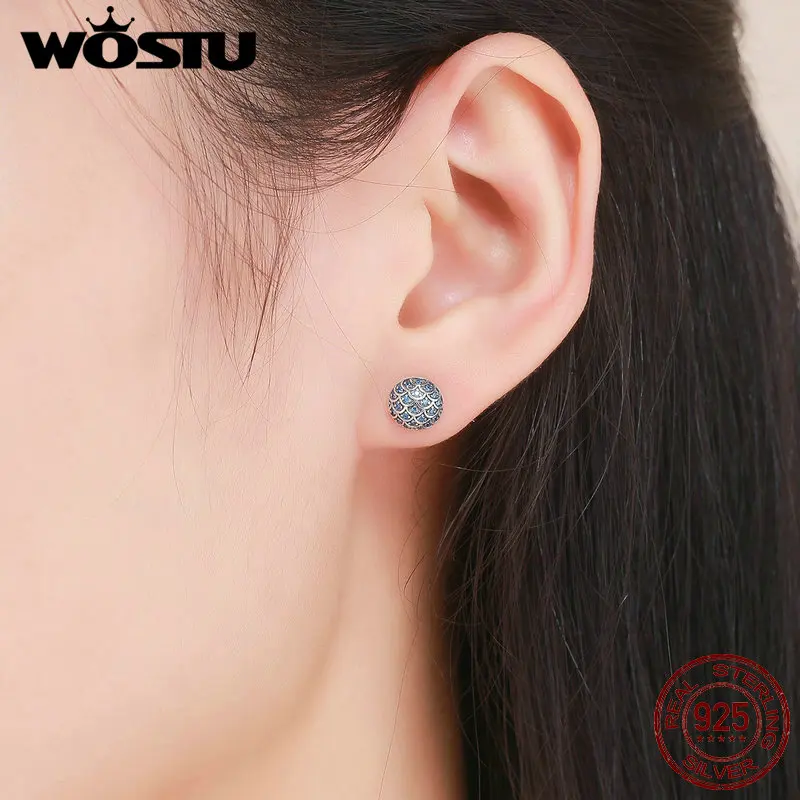 Женские серьги-гвоздики WOSTU из 100% стерлингового серебра 925 пробы с фианитами