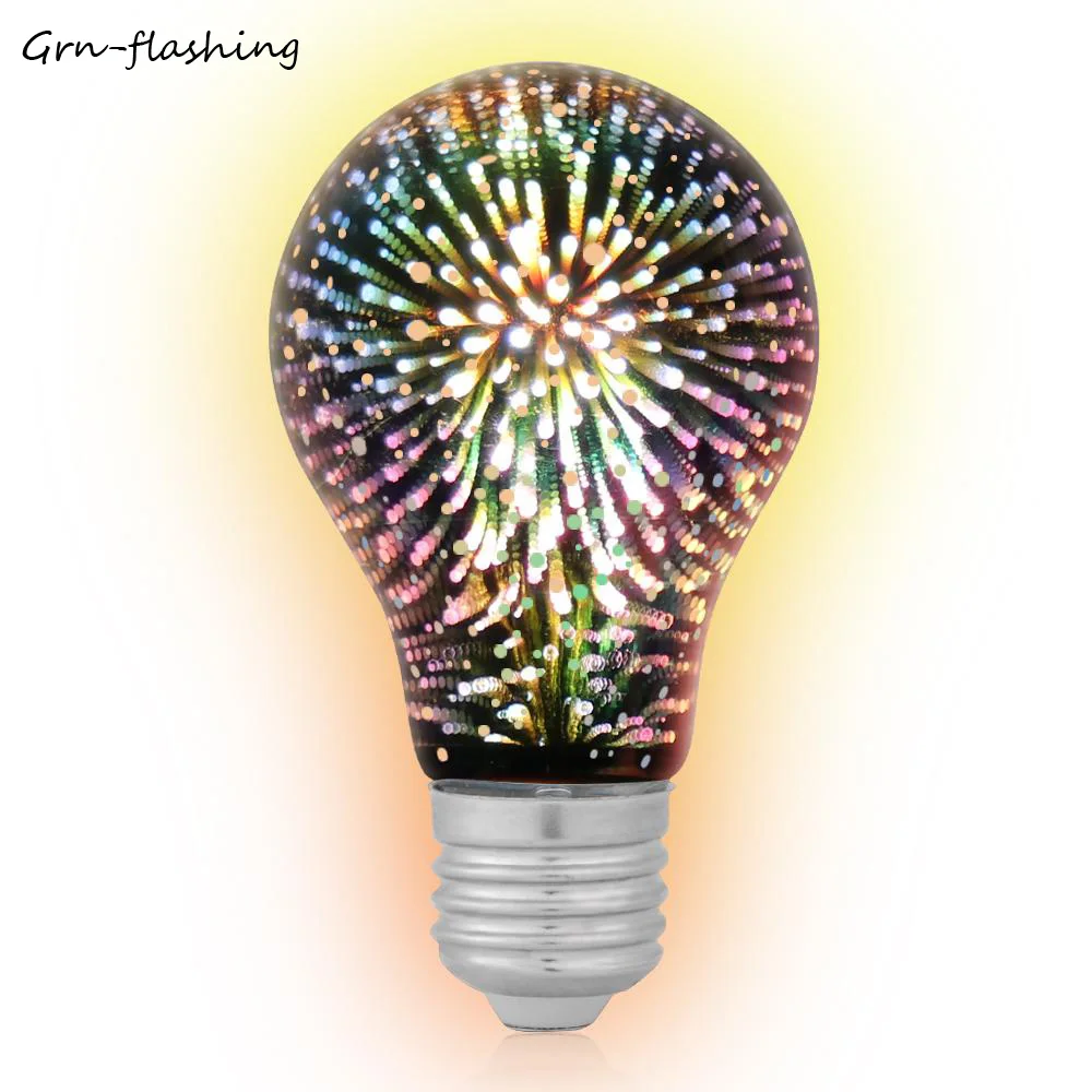 1pcs 3D фейерверк эффект светодиодный светильник лампа E27 Edison лампа накаливания лампа для промышленного винтажного украшения атмосфера ночной Светильник s - Цвет: 1pcs