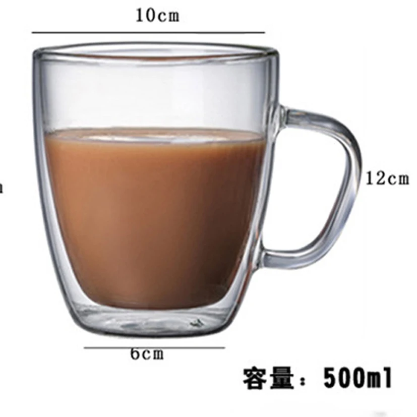 250 ml375ml475mldouble стеклянная высокая прозрачная креативная чашка термостойкие