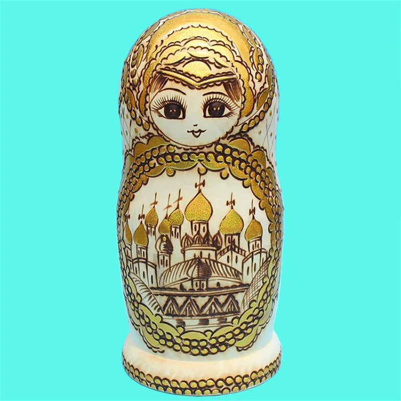10 слойная резьба русские куклы золотого цвета шт. сухая липа ручная роспись