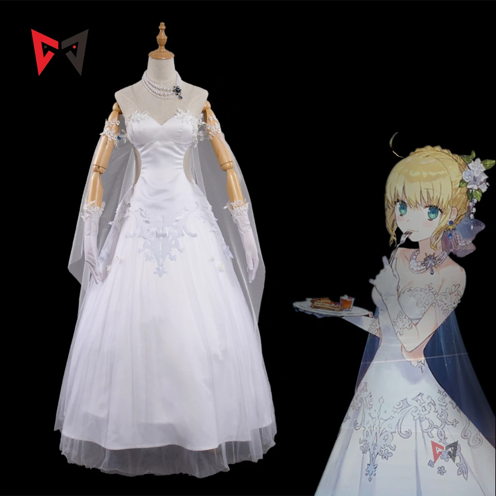 MMGG Fate Zero saber Косплей Костюм Arturia Pendragon Avalon свадебное платье stay night комплект на