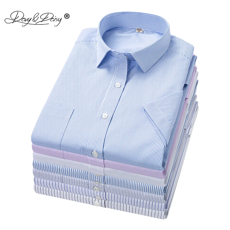 DAVYDAISY Мужская рубашка размера плюс 5xl 6xl 7xl 8xl летняя полосатая с коротким рукавом