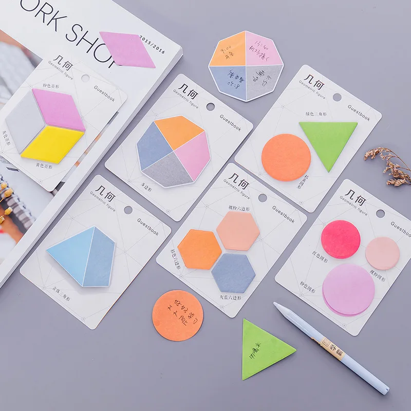 

1 PC kawaii Geometric shape Color message notes Sticky Notes Memo Pad Korean stationery School Supplies Planner Stickers