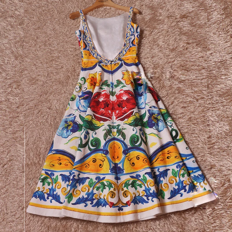 Высокое качество новейшее 2018 дизайнерское подиумное Платье женское без рукавов