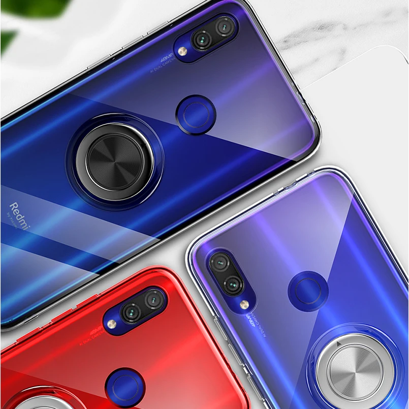 Магнитный кольцевой кронштейн чехол для Xiaomi Redmi Note 7 Pro металлический Вращающийся