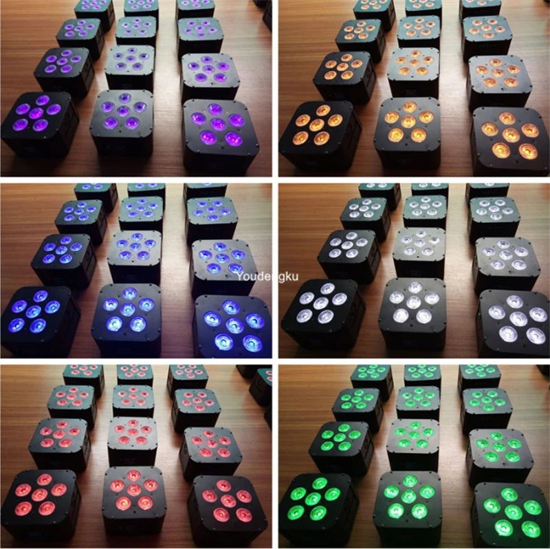 24 шт. с зарядным чехлом Аккумуляторный Dmx беспроводной Uplighting 6x18 Вт 6 в 1 UV + RGBWA wifi led