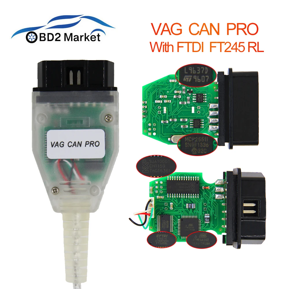 VAG CAN PRO V5.5.1 FTDI FT245RL чип CAN BUS+ UDS+ K-line OBD2 VCP OBD2 Диагностический кабель для VW/Audi/Seat VAG инструмент для диагностики COM