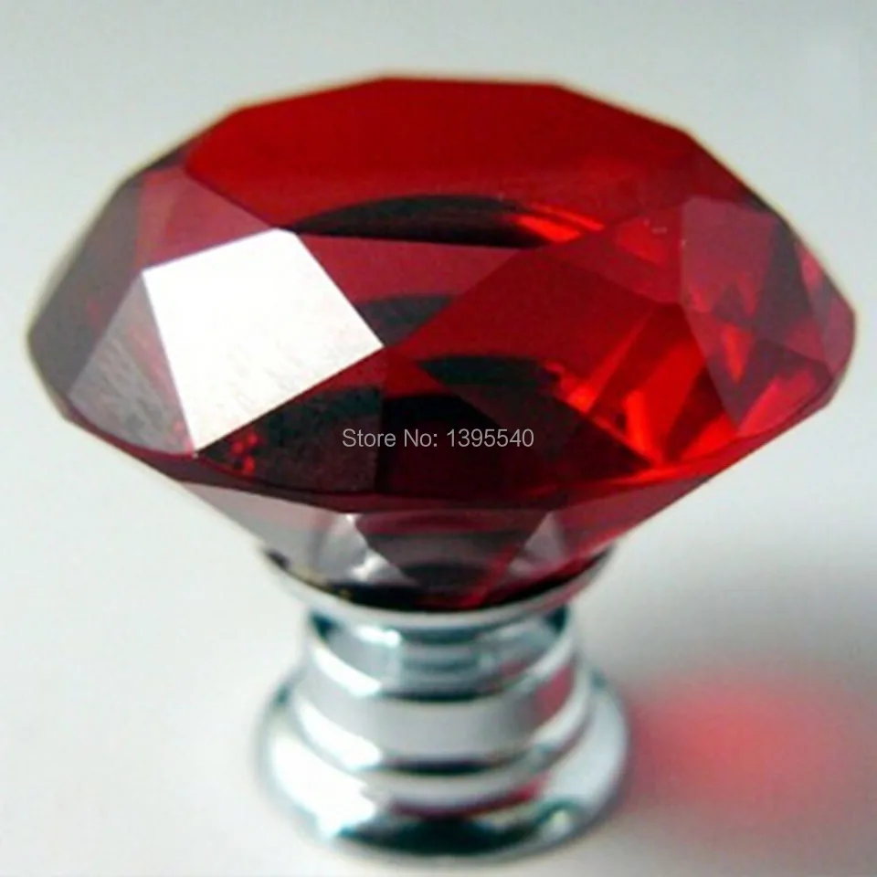 Новые Красные Хрустальные Ручки для ящиков шкафов ручки в форме алмаза кухонных