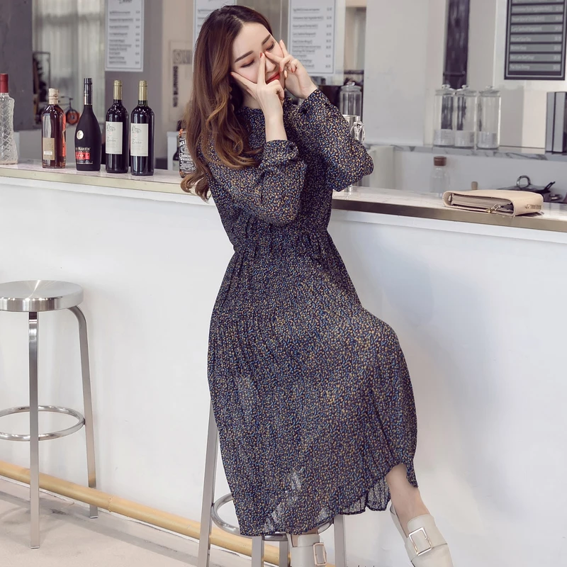 Весенне-летние женские элегантные temperam цветочный шифоновое платье длинные