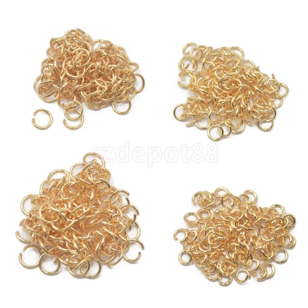 

400pcs 4mm/5mm/6mm/7mm/ Jump Rings Open Connectors Jewelry Making Light Gold
