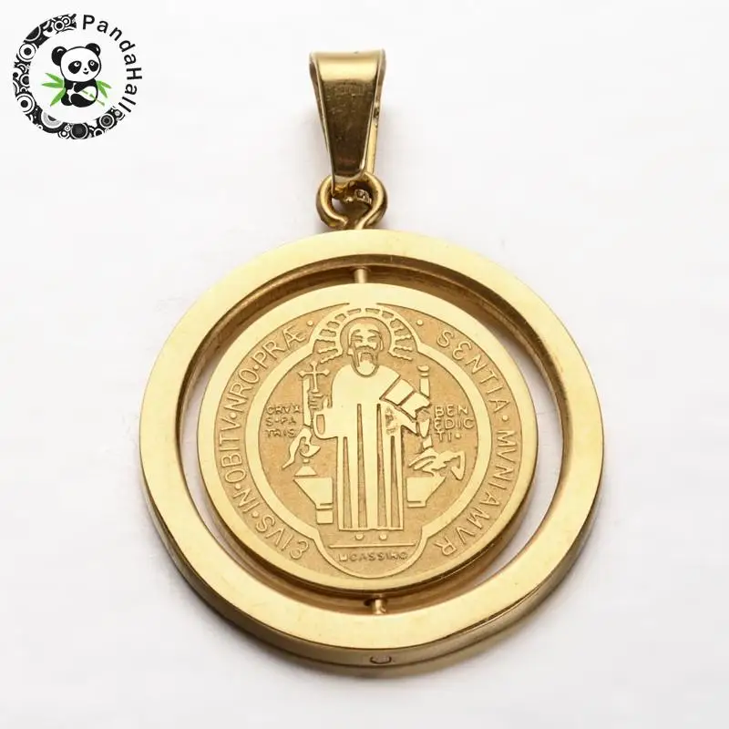 Плоские круглые 304 подвески из нержавеющей стали, золотые, 27x23x2 мм, отверстие: 4x6,5 мм