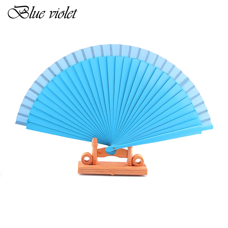 

Sky Blue Spanish Dance Performance Wooden Fans Old-Fashioned Wedding Clothing Accessories Folding Fan For Hand-Painted 47