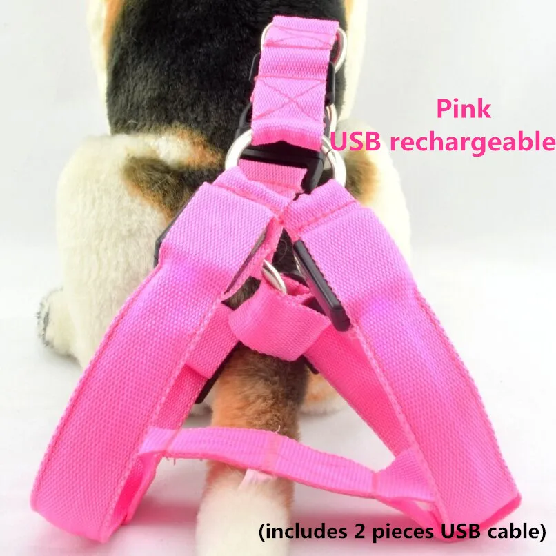 pink USB C01 твердый светодиод для домашних собак светильник жгуты pet ремень светящийся жгут для собак средних и больших собак - Цвет: pink USB
