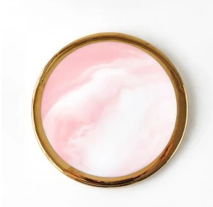 Round (golden edge) Золотые Мраморные серые розовые подставки керамические подставки подставка для чайной чашки круглый Настольный коврик подставка для кофе чайная чашка коврики 1 шт - Цвет: Round (golden edge)