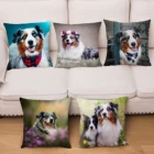HD Австралийские овчарки чехол для подушки с принтом супер мягкие короткие плюшевые ботинки наволочки диванных подушек Чехлы наволочка для домашнего декора