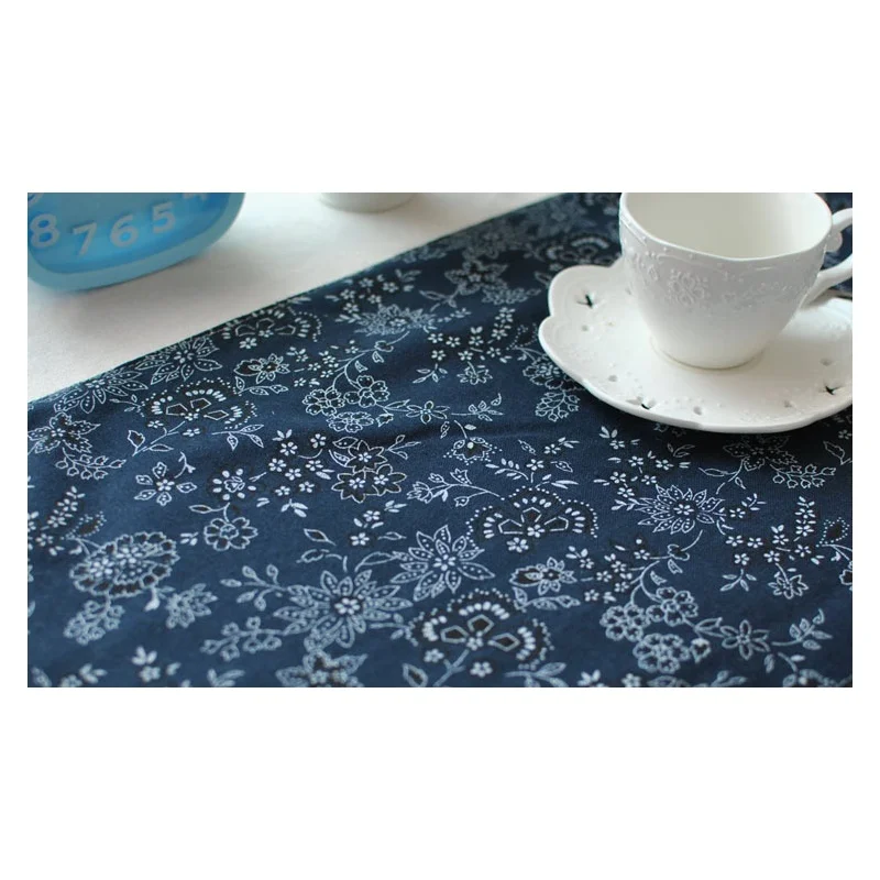 Фото 140 x 30cm Cotton Linen Flora Pattern Blue Table Runner Top Deco Tablecloth Дом и сад 140 x 30cm Cotton Linen Flora Pattern Blue Table Runner Top Deco Tablecloth Дом и сад