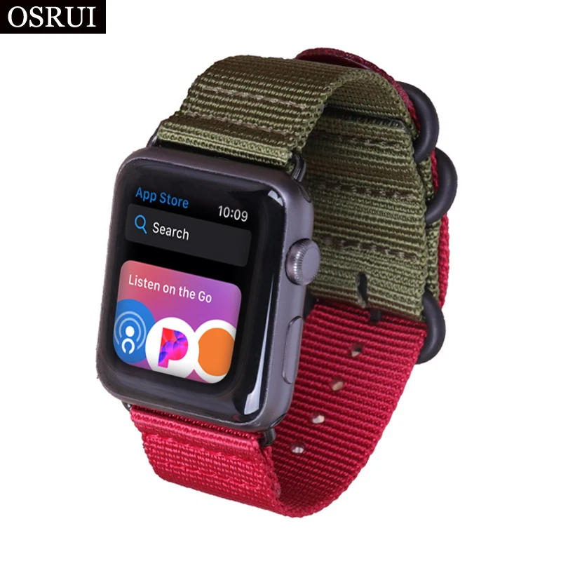 3- Red army green Ремешок для Apple watch band 4 44 мм 40 мм Спортивная петля тканый нейлон correa 42 мм 38 мм Iwatch 3 2 1 Ремешки для наручных часов браслет наручный ремень - Цвет ремешка: 3- Red army green