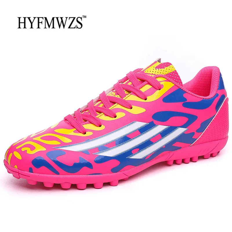 HYFMWZS красовки мужские футбольные бутсы Superfly Turf детские футбольные бутсы мягкие и дышащие домашние Нескользящие Chuteira Futebol - Цвет: Rose Red
