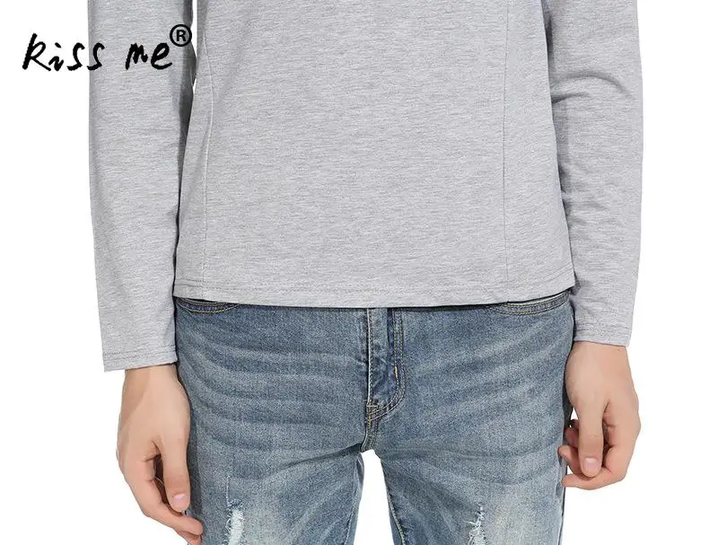 2017 New fashion casual high quality cotton t-shirt solid long sleeved t shirt o neck T-shirt print men | Мужская одежда