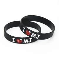1pc new black i love mj michael jackson silicone wristband printed black braceletsbangles for music lovers gifts jewelry sh154