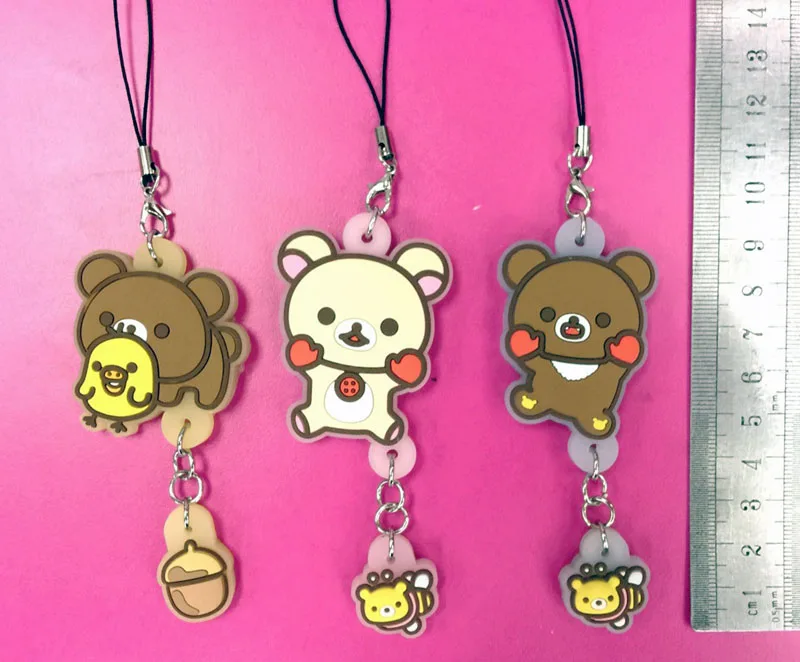 3 шт./компл. натуральная SAN X игрушки Rilakkuma Фигурки kawaii Плюшевые мини животных ПВХ