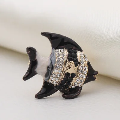 1 шт. Ретро bling Diy брошь Винтаж эмалированная Рыба значок булавки на лацканы для женщин год - Окраска металла: 9