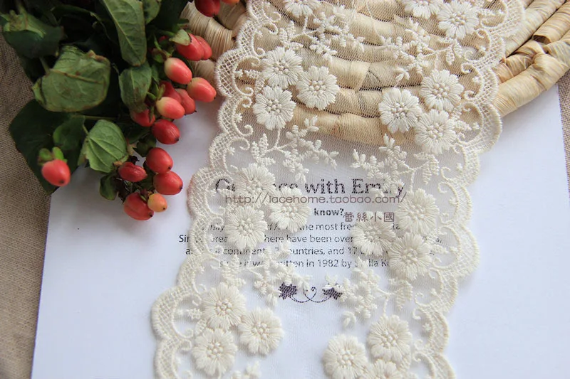 5 ярдов/партия двусторонняя кружевная ткань с цветочной вышивкой 11 см | Дом и сад