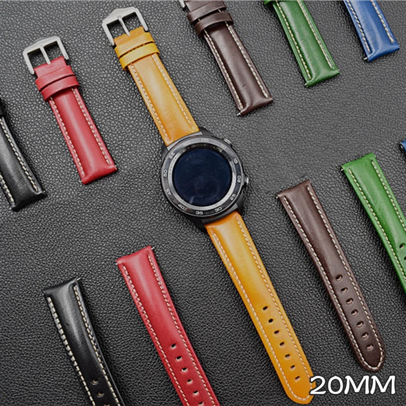 Ремешок из натуральной кожи для Samsung Gear S2 браслет часов Huawei GT Galaxy 46 мм S3 20 22 мм|watch