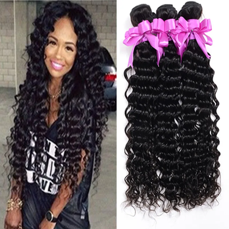 Индийский Девы Волос Глубокая Волна 4 Связки Сделки Дешевые Человеческих