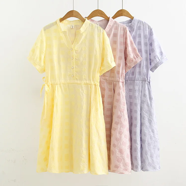 Женское платье рубашка с коротким рукавом повседневное жаккардовое большого